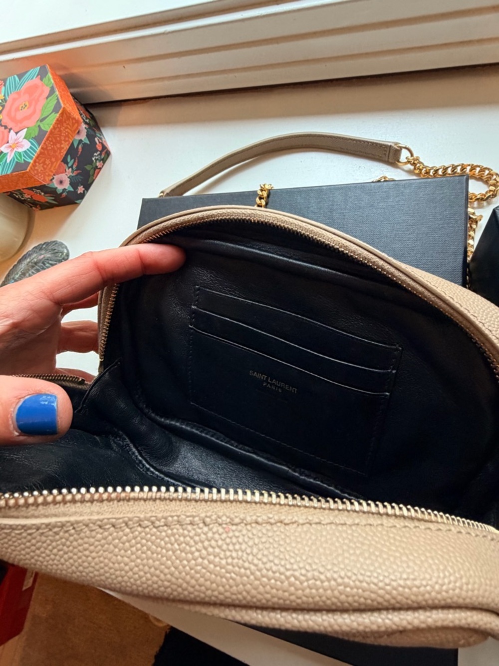 Saint Laurent Dark Beige Grain De Poudre Matelasse Mini Lou Camera Bag NWT/NIB - Picture 13 of 16